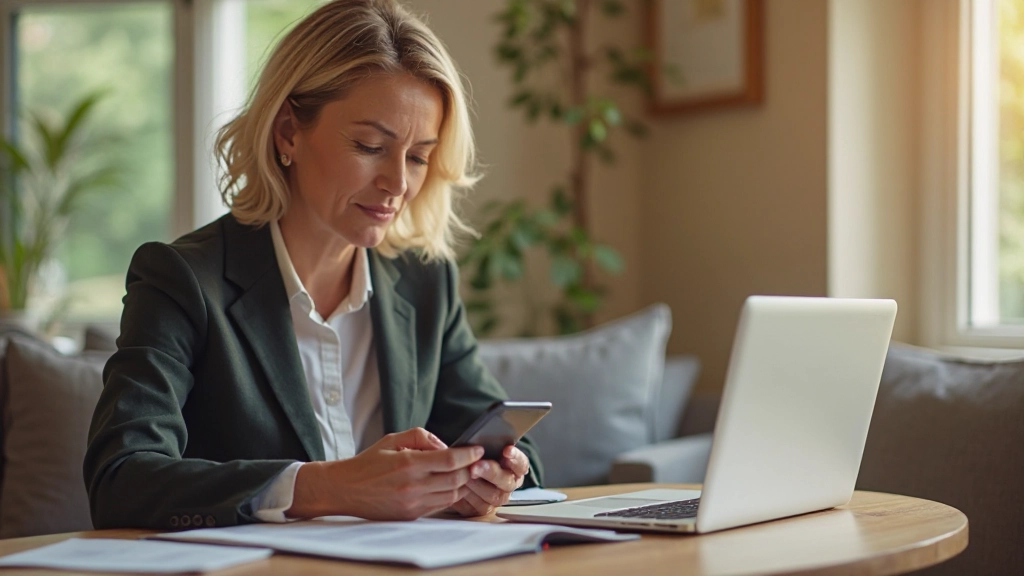 Person reviewing bank statements and financial app on smartphone at home